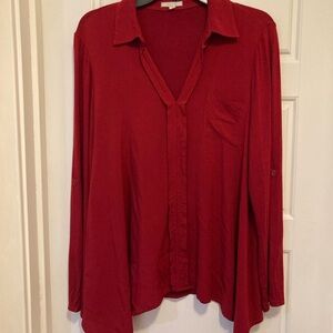 Pleione Vibrant Red Pullover Shirt